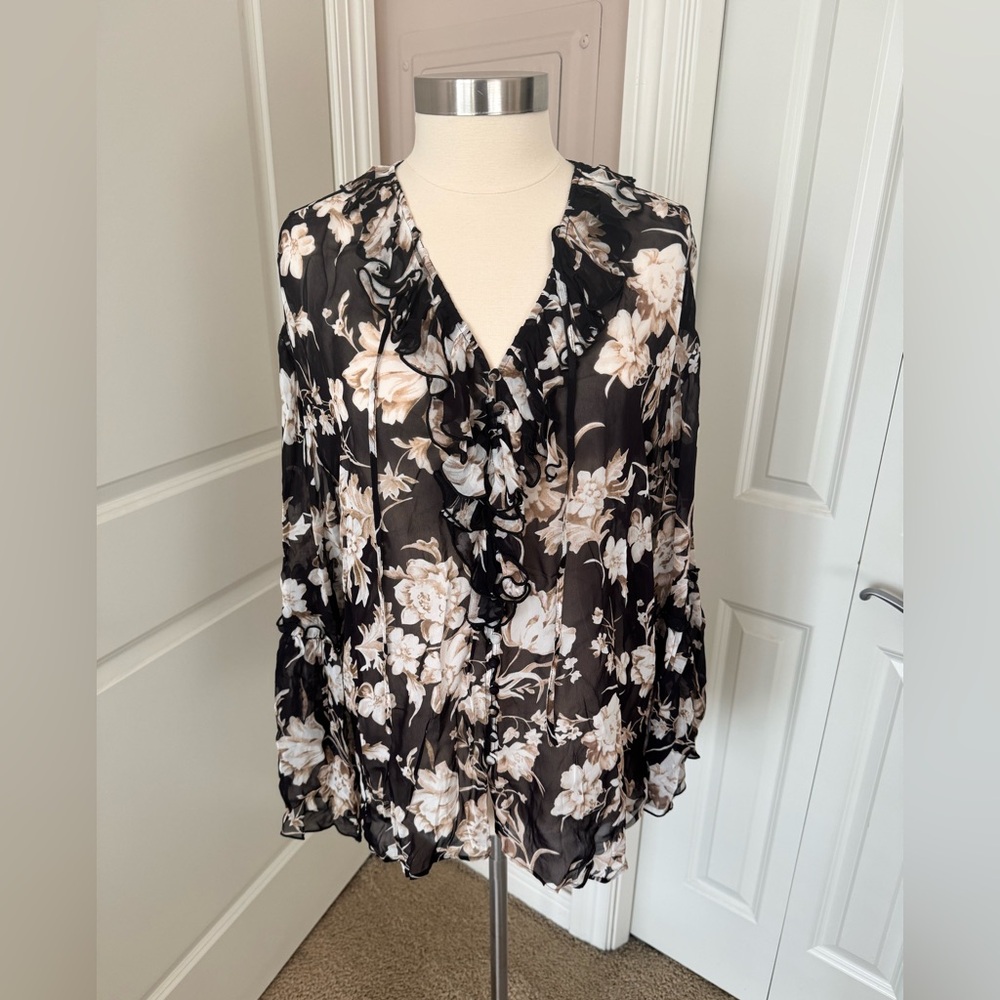 THE KOOPLES Floral Ruffle Blouse